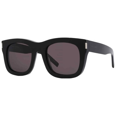 Pre-owned Saint Laurent Dark Grey Square Ladies Sunglasses Sl 650 Monceau 001 55 In Gray