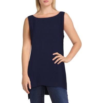 

Женский шелковый топ на бретельках Eileen Fisher темно-синего цвета  BHFO 1314, Midnight