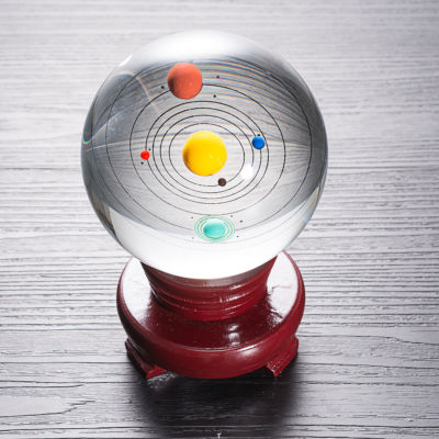 80MM Solar System Model Crystal Ball Laser Engraved Planet Glass Ball Gifts