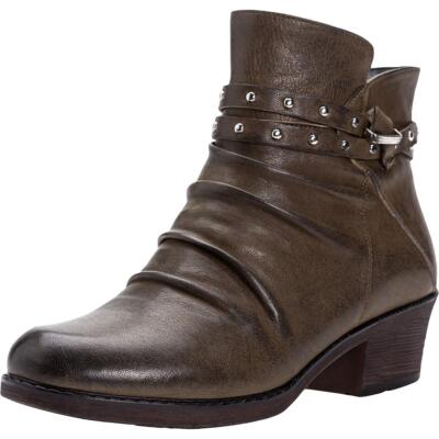 Женские ботильоны Propet из кожи Рокси с миндалевидным носком и заклепками для холодной погоды BHFO 4856