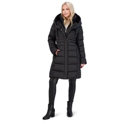 

Tahari Womens Casey Черный теплый зимний пуховик средней длины  BHFO 8762