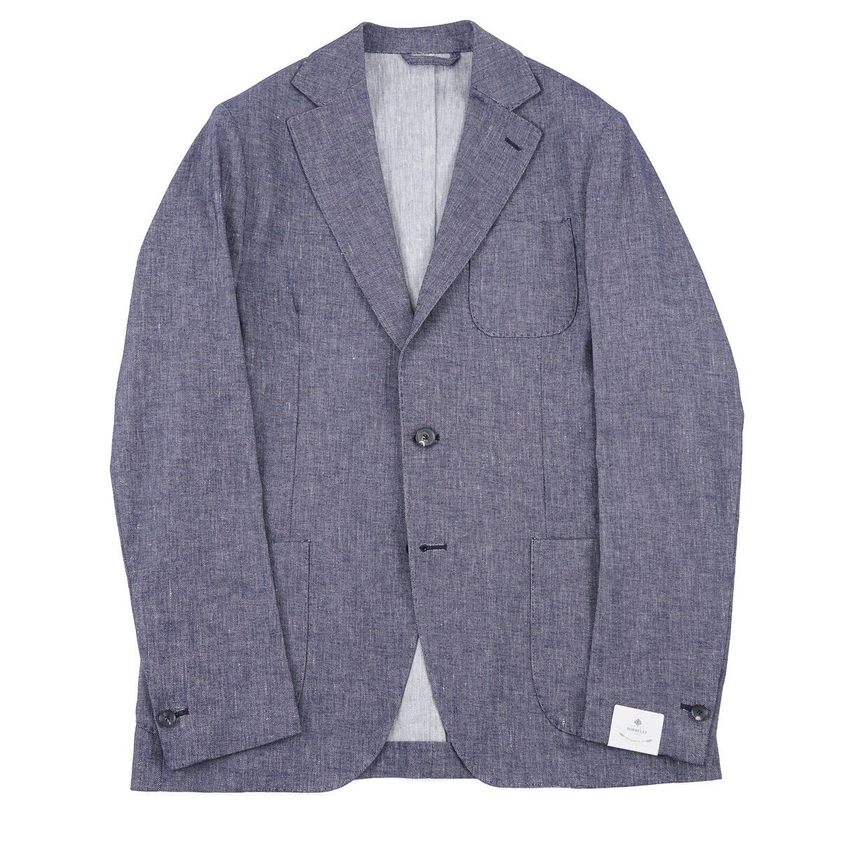 Pre-owned Luigi Borrelli Unlined Chambray Suit With Drawstring Jogger Pants 40r (eu50) In Blue