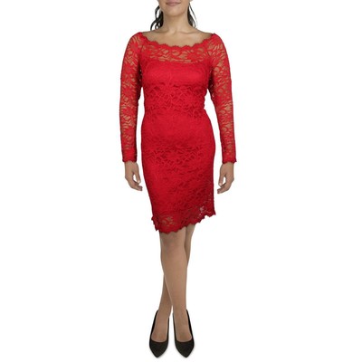 

Jump Apparel Женское красное кружевное платье-футляр с круглым вырезом и пуловером Plus  BHFO 5036, Красный