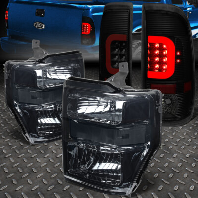 ДЛЯ 2008-2010 FORD SUPER DUTY КРАСНАЯ СВЕТОДИОДНАЯ ПАНЕЛЬ С ТОНИРОВКОЙ ЗАДНЕГО ФОНАРЯ + ПРОЗРАЧНАЯ ЕВРОФАРА