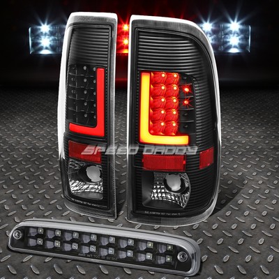 3D СВЕТОДИОДНАЯ КРАСНАЯ L-ОБРАЗНАЯ ПЛАНКА, ЧЕРНЫЙ ПРОЗРАЧНЫЙ ЗАДНИЙ ФОНАРЬ + ДВУХРЯДНЫЙ 3-Й СТОП-СИГНАЛ ДЛЯ 08-16 SUPER DUTY