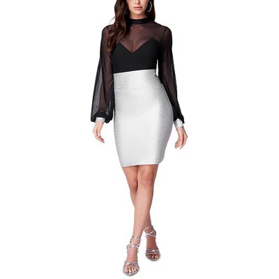 Женское облегающее платье из металлической сетки Bebe Black Illusion XS BHFO 4930