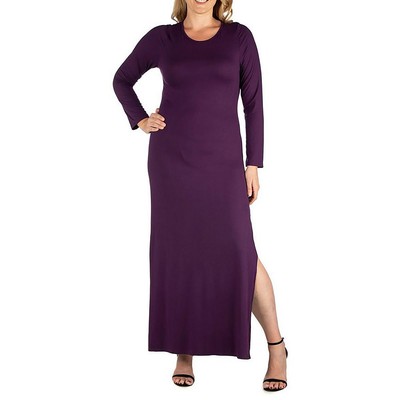 24seven Comfort Apparel Womens Purple T-Shirt Dress Mid Calf Plus 3X BHFO 9588