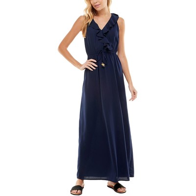 Kingston Grey Womens Navy Ruffled Long Maxi Dress Juniors XS BHFO 0389