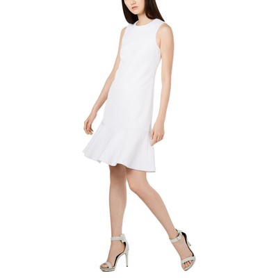 

Calvin Klein Женское белое дневное платье с фактурным рисунком и воланами  BHFO 5201, Белый