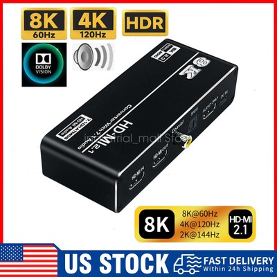 8K 60Hz HDMI 2.1 Switch Audio Extractor Converter Splitter Switcher HDR10