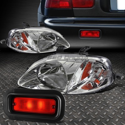 ХРОМИРОВАННАЯ ФАРА + ЖЕЛТЫЙ ПОВОРОТНЫЙ СИГНАЛ + КРАСНАЯ ЗАДНЯЯ ПРОТИВОТУМАННАЯ ФАРА + ВЫКЛЮЧАТЕЛЬ ДЛЯ 99-00 CIVIC