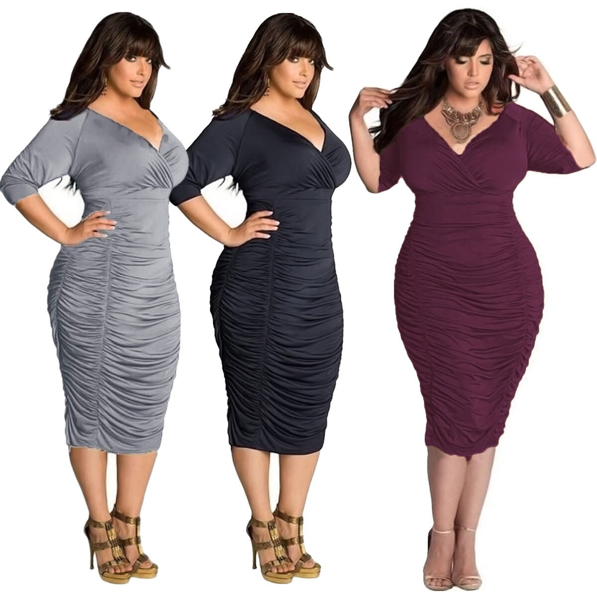 ruched midi dress plus size