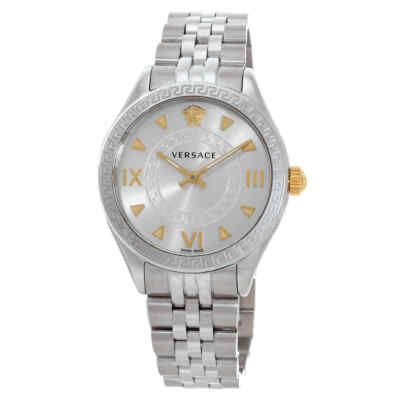 Pre-owned Versace Hellenyium Quartz Silver Dial Ladies Watch Ve2s00322