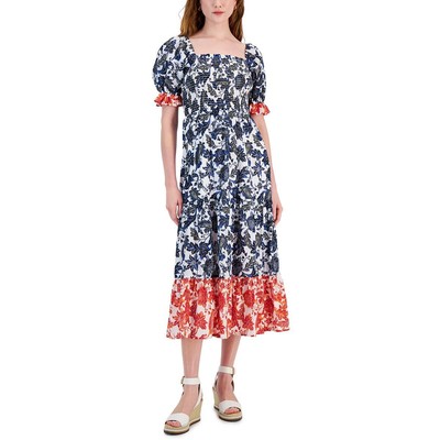 Женское макси-платье Tommy Hilfiger из хлопка темно-синего цвета в клетку S BHFO 7850