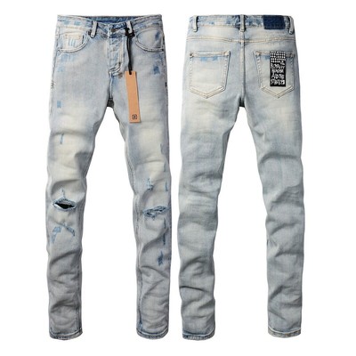 NEW KSUBI Men's Dark Gray Patch Distressed Pants High Street Fashion Jeans
