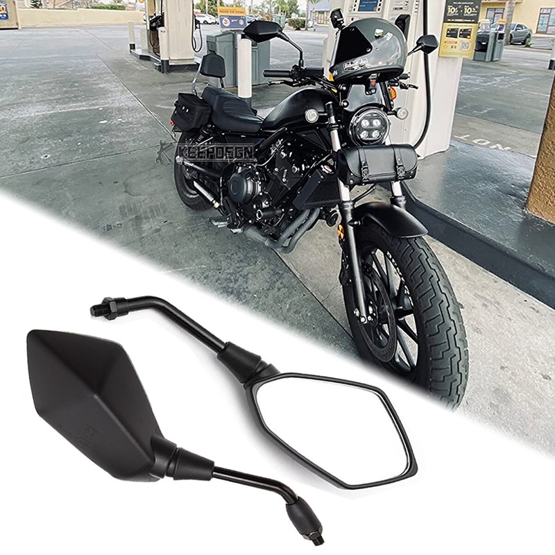 Motorcycle Side Mirrors Rearview Black For Honda Rebel 500 CMX500 CMX250 CMX300