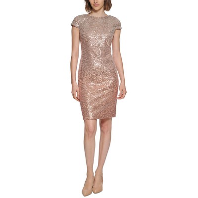 Женское бежевое вечернее платье-сорочка Calvin Klein с эффектом омбре длиной до колена 16 BHFO 3780