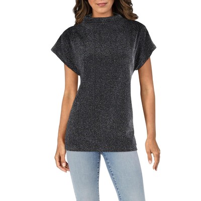 Calvin Klein Женский черный пуловер с короткими рукавами металлик и блузка-топ M BHFO 5474
