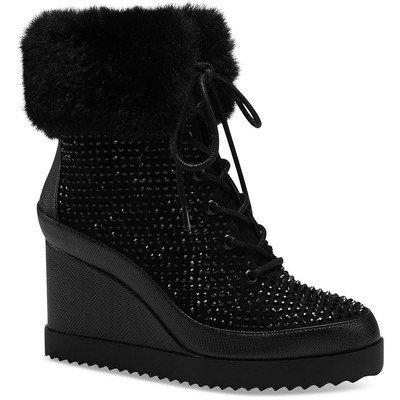 Женские сандалии-ботильоны Thalia Sodi Sander черного цвета с искусственным мехом, 6 средних размеров (B, M) BHFO 1752