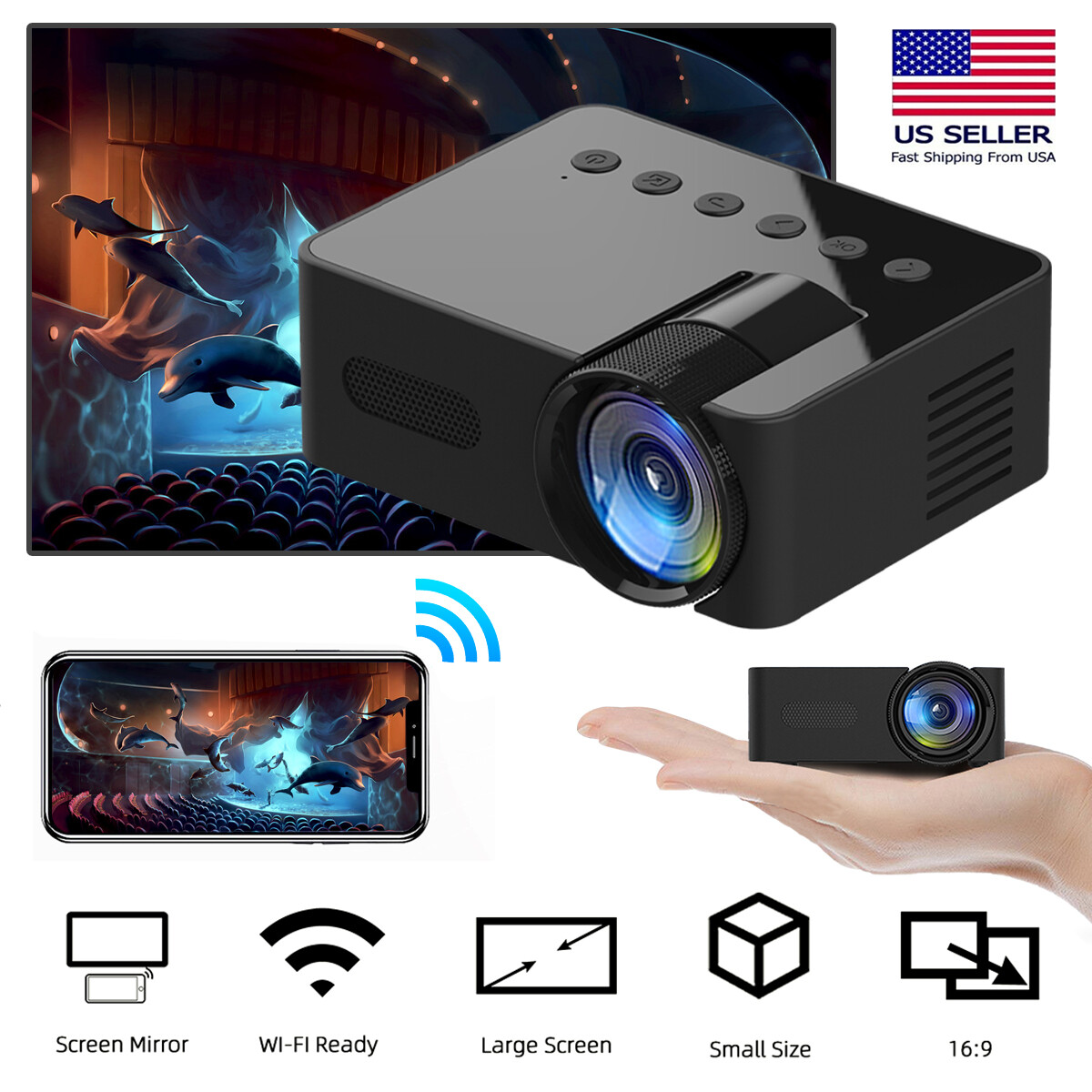 Led Hd 1080p Home Wifi Cinema Set Portable Home Theater Projector