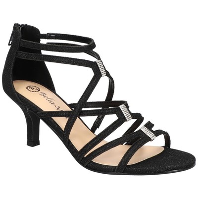 Bella Vita Womens Karlette Black Glitter Zipper Pumps 10 Wide (C,D,W) BHFO 3537