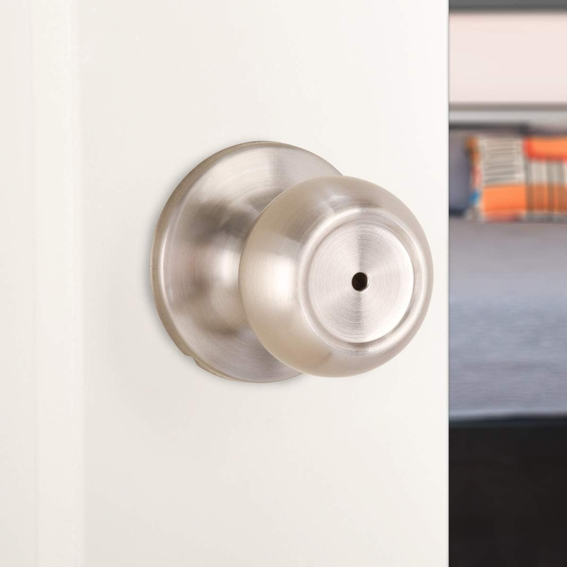 Privacy Door Knob With Lock, Coastal, Satin Nickel