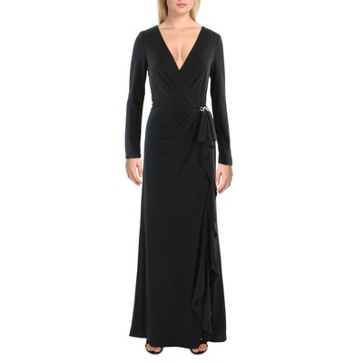 Женское вечернее платье из черного матового джерси Lauren Ralph Lauren 4 BHFO 3302