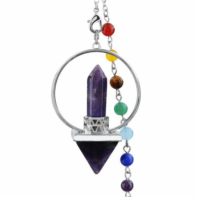 Dowsing Crystal Spiritual Energy Prism Pendulum 7 Chakra Reiki Healing Balancing