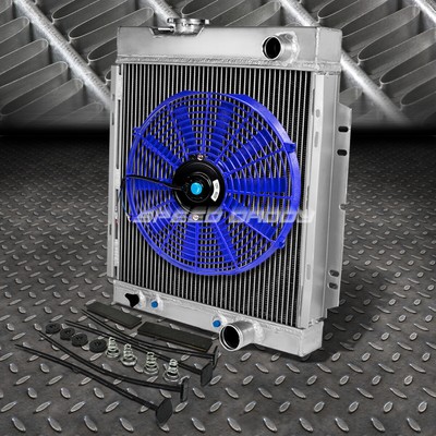 3-РЯДНЫЙ АЛЮМИНИЕВЫЙ РАДИАТОР + 1X КОМПЛЕКТ НА 16 ВЕНТИЛЯТОРОВ СИНЕГО ЦВЕТА ДЛЯ FORD MUSTANG GT l6/V8 MT 64-66