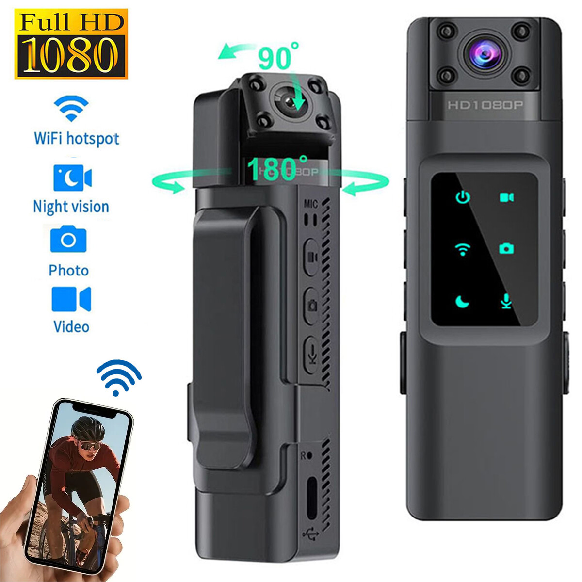 New Mini Sports Clip Camera Wifi HD 1080P Night Vision Body 