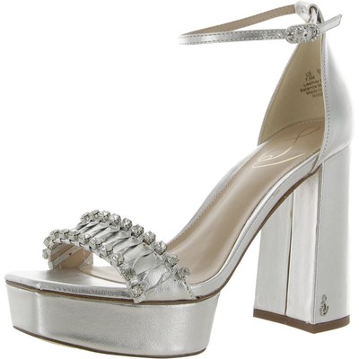 

Sam Edelman Женские серебряные сандалии Ninette Туфли на каблуке 7,5 средний (B,M) BHFO 2149, Silver leather, Ninette