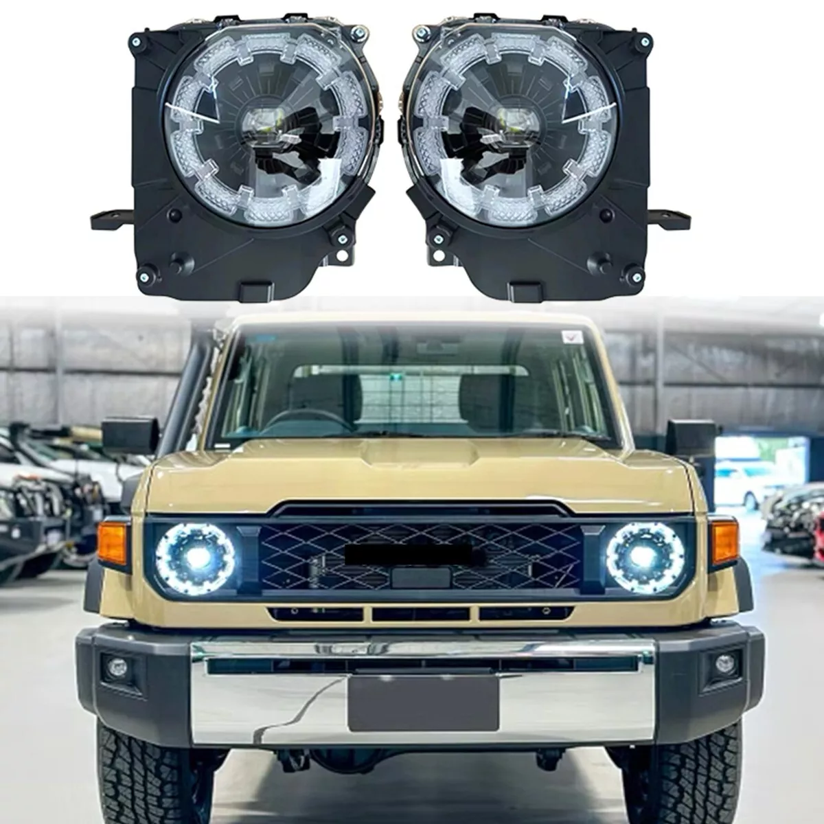 2PCS/Pair LED Head Lights fits for Toyota Land Cruiser 70