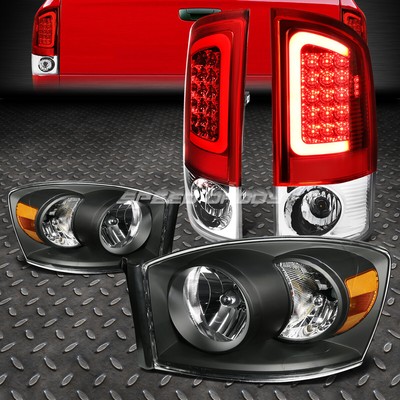 ЧЕРНЫЙ КОРПУС, ЯНТАРНАЯ ФАРА + 3D СВЕТОДИОДНАЯ ПАНЕЛЬ, ЗАДНИЙ СТОП-СИГНАЛ ДЛЯ 07-09 DODGE RAM