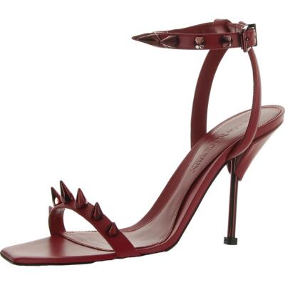 Женские кожаные туфли Alexander McQueen с шипами и ремешком на щиколотке с открытым носком BHFO 1468