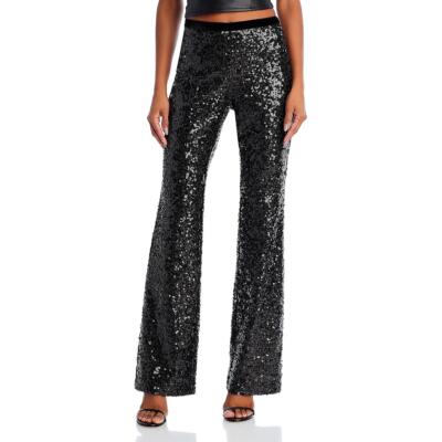LoveShackFancy Womens Black High Rise Sequined Straight Leg Pants 6 BHFO 7697