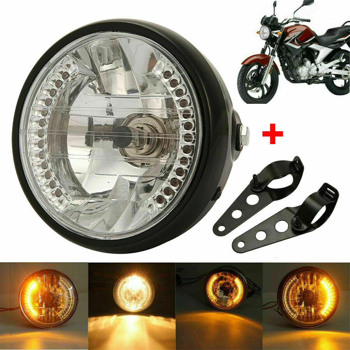 7" Universal Motorcycle/Bike Headlight LED Turn Signal Light
