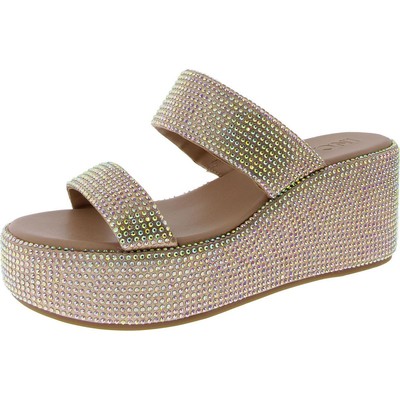 INC Womens Beige Wedges Open Toe Slide Sandals Shoes 11 Medium (B,M) BHFO 7629