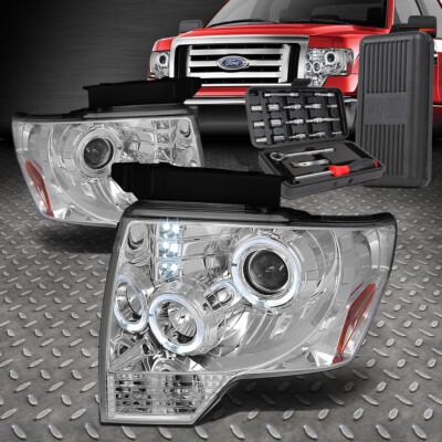 ДЛЯ 09-14 FORD F-150 LED HALO ХРОМИРОВАННЫЕ ЯНТАРНЫЕ УГЛОВЫЕ ФАРЫ ПРОЕКТОРА + НАБОР ИНСТРУМЕНТОВ