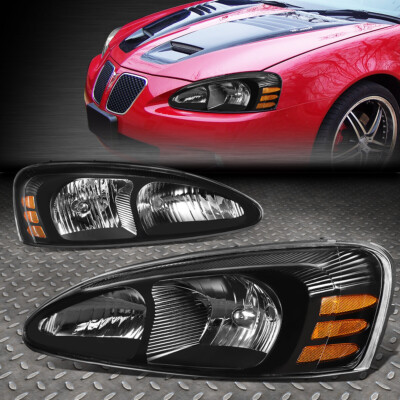 ДЛЯ 04-08 PONTIAC GRAND PRIX ЧЕРНЫЙ КОРПУС ЯНТАРНЫЙ УГЛОВОЙ ФАР ГОЛОВНЫЕ ФОНАРИ