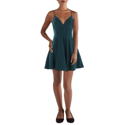 City Studio Womens Green Corset Mini Fit & Flare Dress Juniors 9/10 BHFO 1657