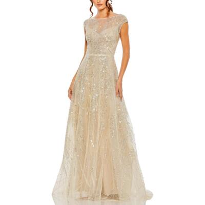 Официальное вечернее платье Mac Duggal из тюля с блестками, женское вечернее платье BHFO 3544