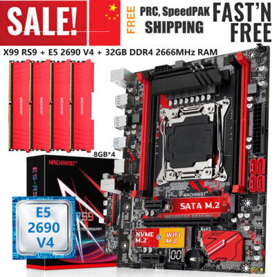 X99 RS9 Motherboard Xeon E5 2690 V3 LGA 2011-3 4*8GB DDR4 ECC RAM M.2 Combo Kit