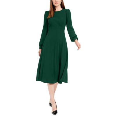 Женское зеленое миди-платье Calvin Klein с круглым вырезом в деловом стиле для работы 4 BHFO 4260