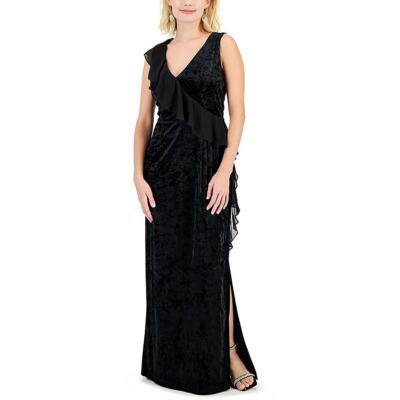 Связанная одежда Женское бархатное вечернее платье с оборками Gown Petites BHFO 2740