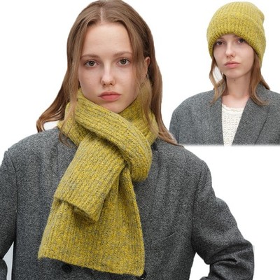 Winter Beanie Hat & Scarf Set for Womens & Men - 2Pcs Knitted Hat & Warm Chunky