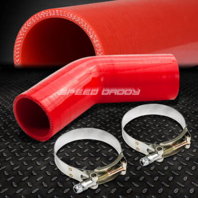 2,5 45-градусный Колено Турбо / Впускной трубопровод Силиконовая соединительная муфта Шланг / Труба Красного цвета + Т-образные зажимы