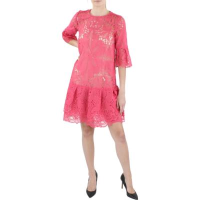 

Женское кружевное вечернее платье миди ML Monique Lhuillier BHFO 8971, Hot pink