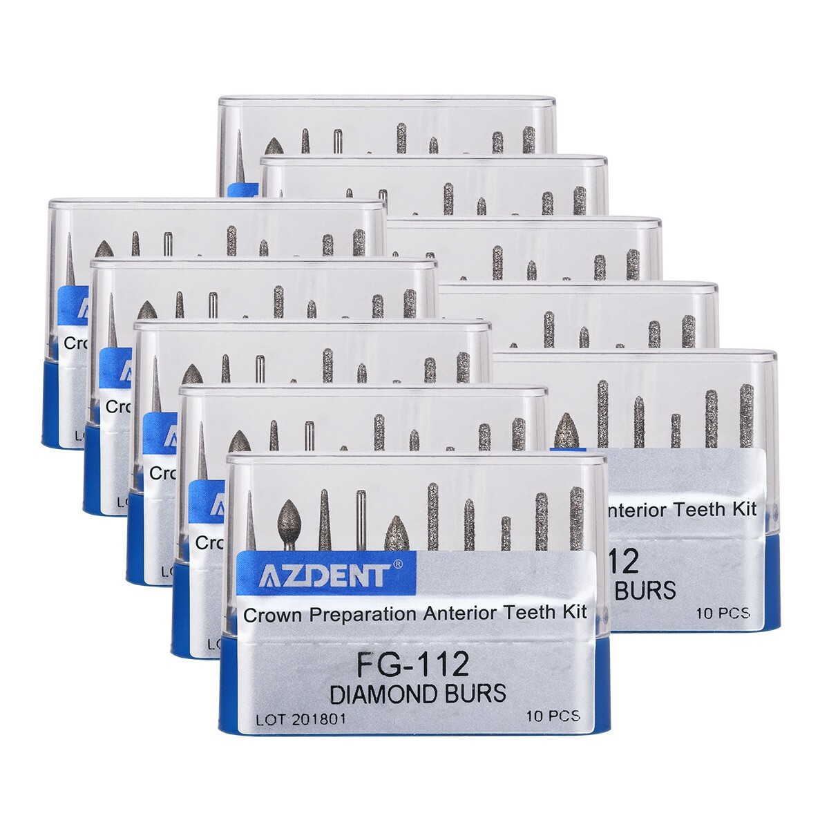 10pcs Dental FG Crown Preparation Diamond Burs Anterior Teeth Drills Kit FG-112