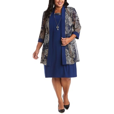 

Женская многослойная куртка R-M Richards из двух частей Midi Dress Plus BHFO 5285, Джинса