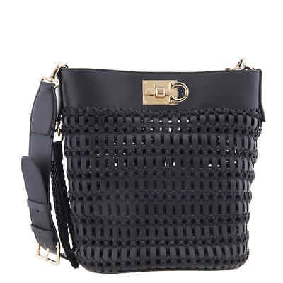 Pre-owned Ferragamo Salvatore The Studio Bucket Bag 212906 757094 In Black